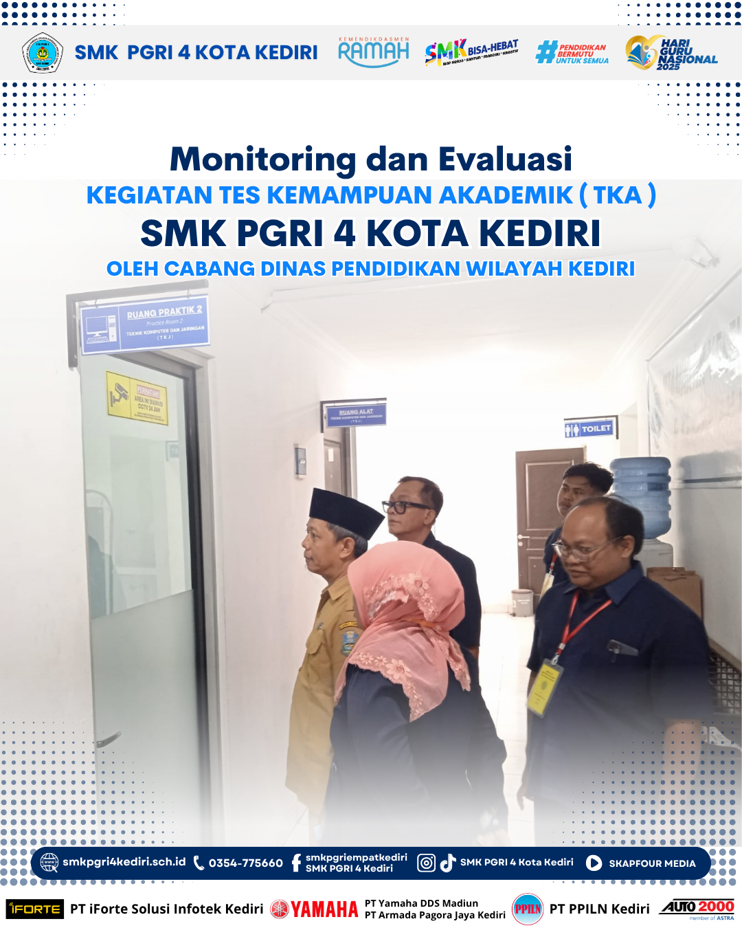 Monitoring dan Evaluasi (Monev) Pelaksanaan TKA oleh CABDIN Pendidikan Wil. Kediri